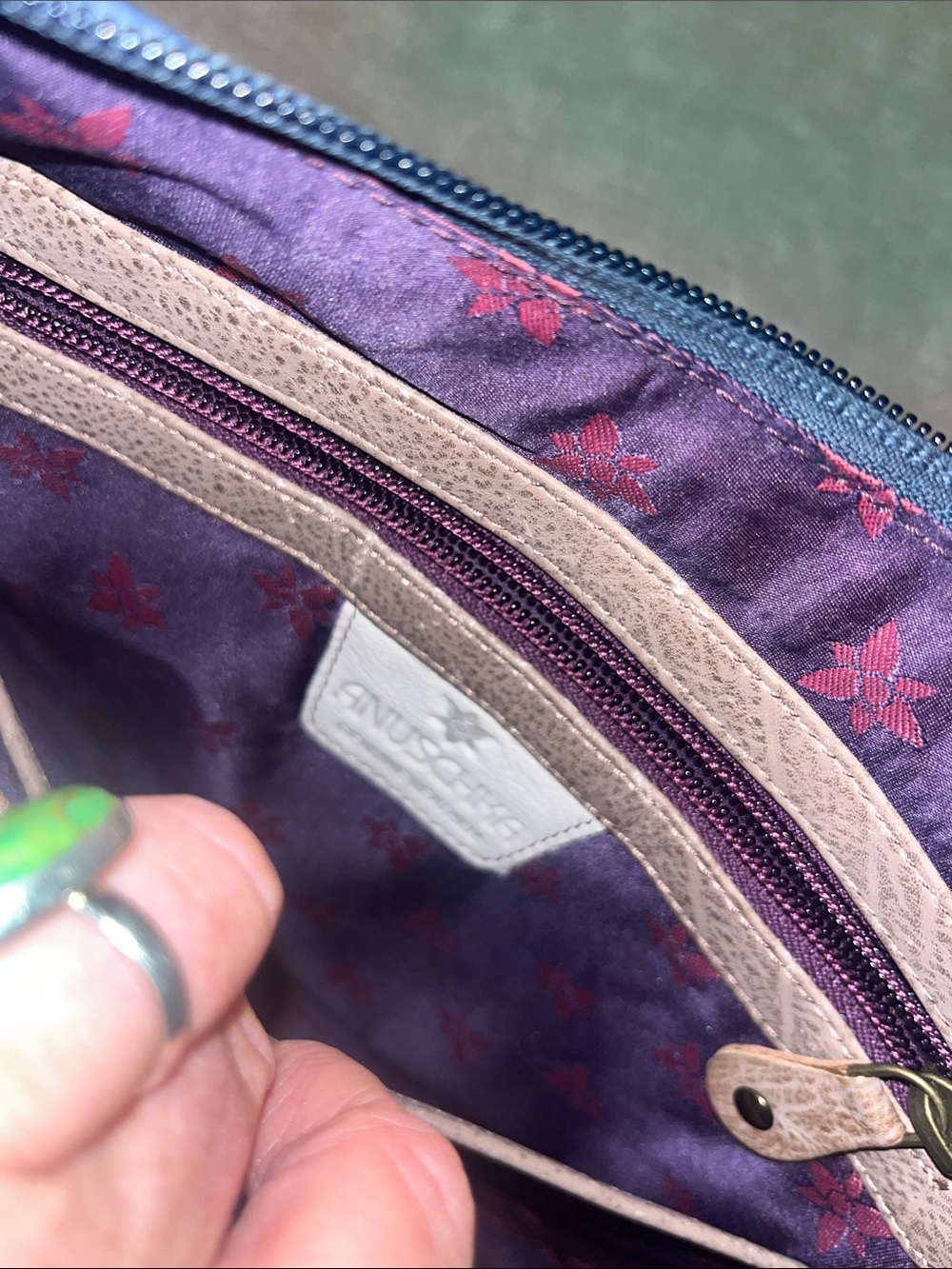 Anuschka Navy Hand-Painted Eagle & American Flag Shoulder Bag - Picture 3 of 7